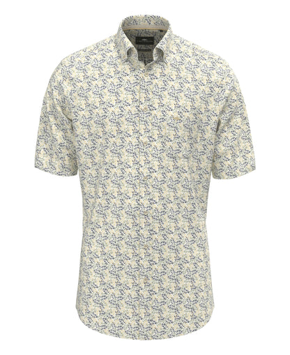 Summer Flower Print Button down 1/2 - Pale Yellow