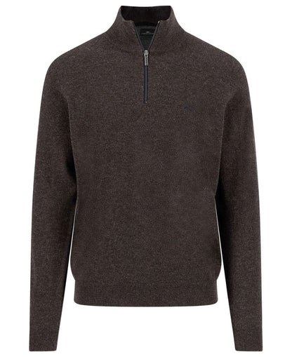 Troyer-Zip Lambswool - Dark Chocolate