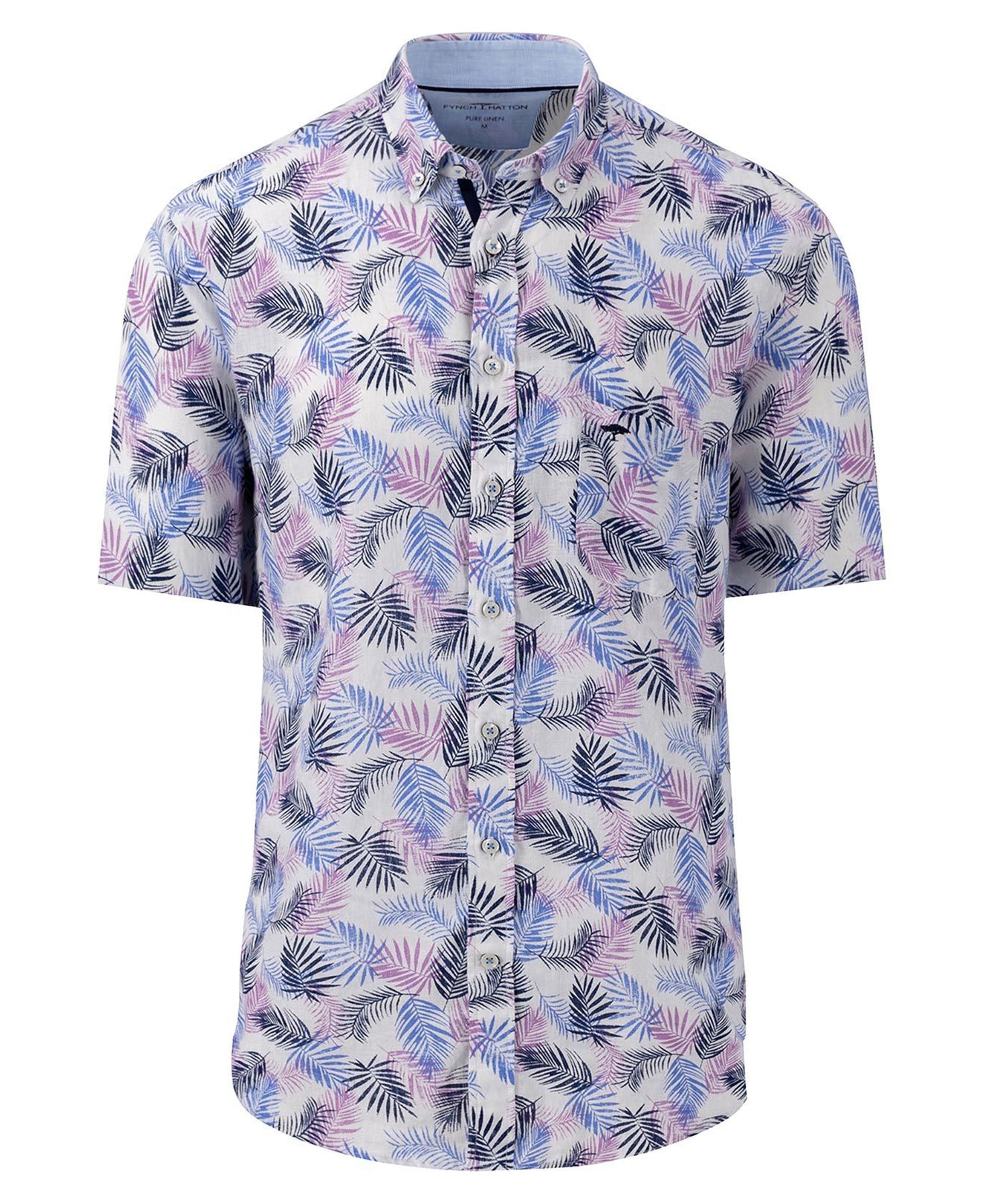 Pure Linen Print Shirt - Dusty Lavender