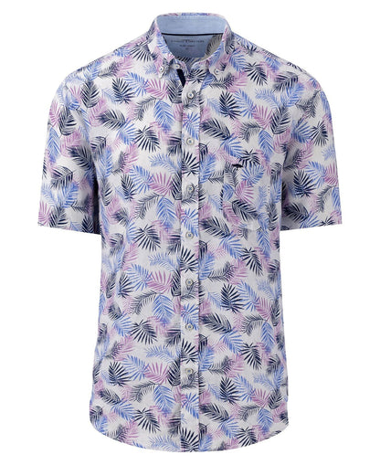 Pure Linen Print Shirt - Dusty Lavender