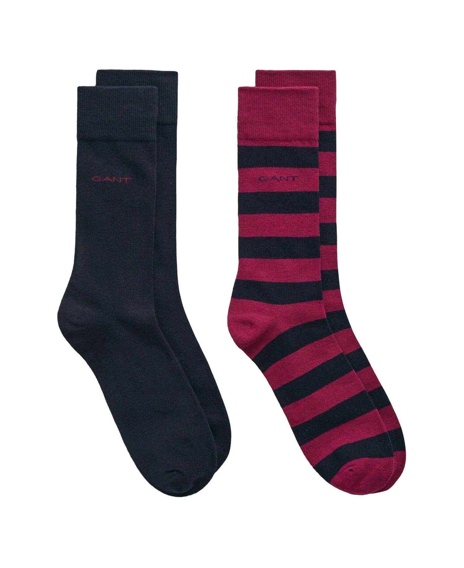 Barstripe And Solid Socks 2-Pack - Rich Wine