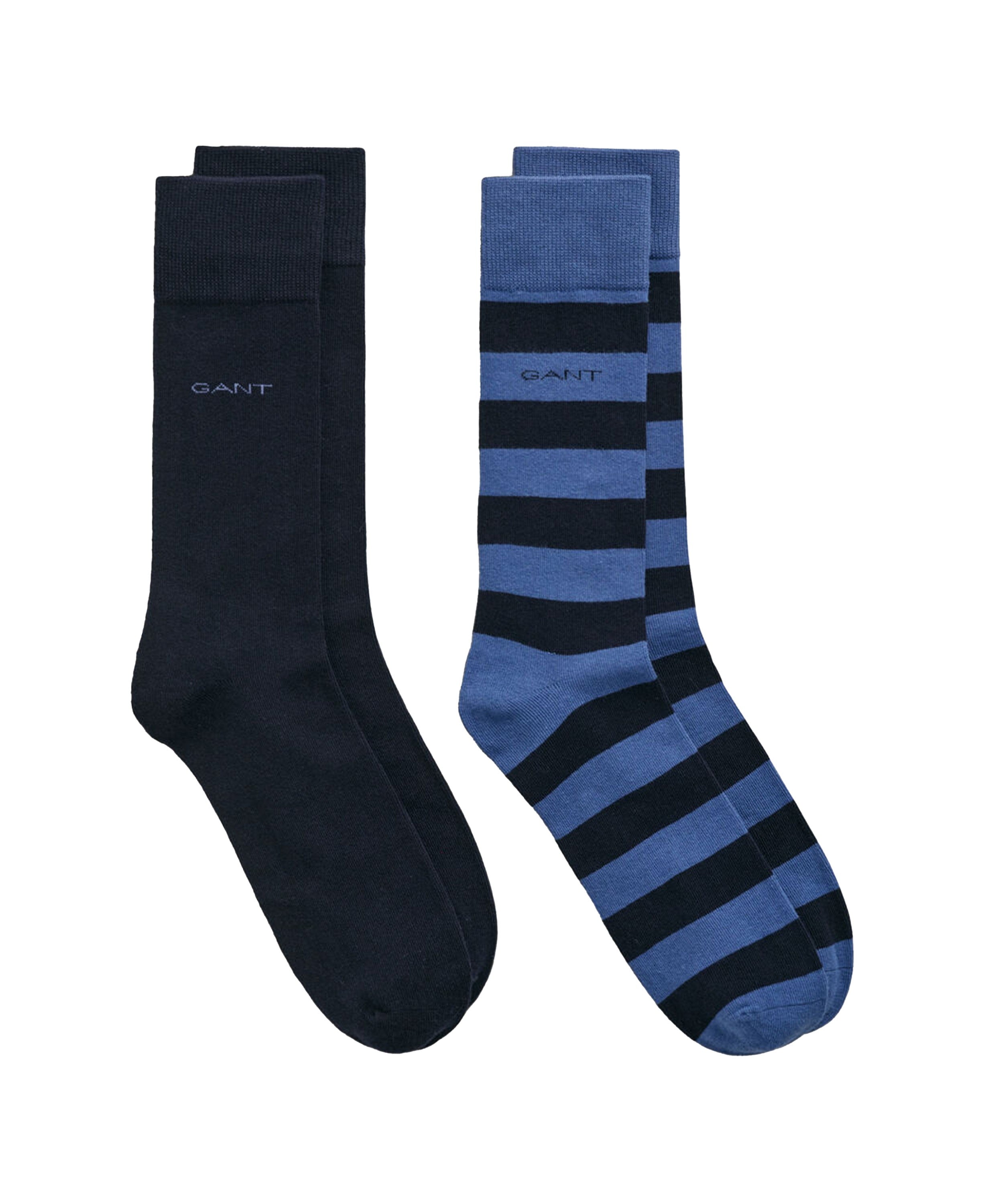 Barstripe And Solid Socks 2-Pack - Vintage Blue