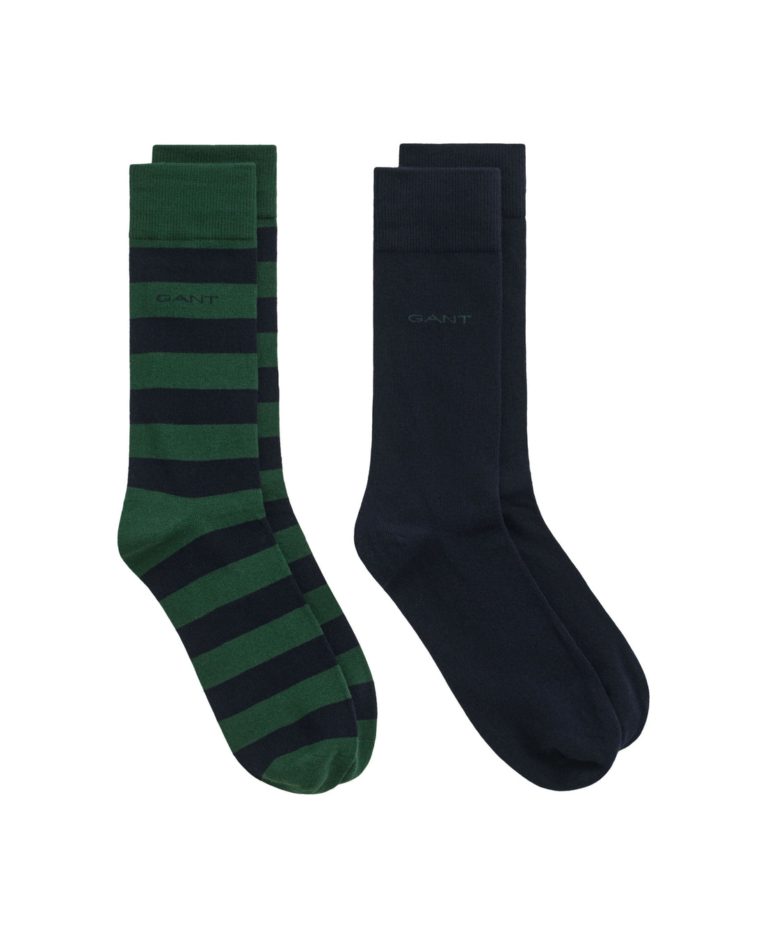 Barstripe And Solid Socks 2-Pack - Forest Green
