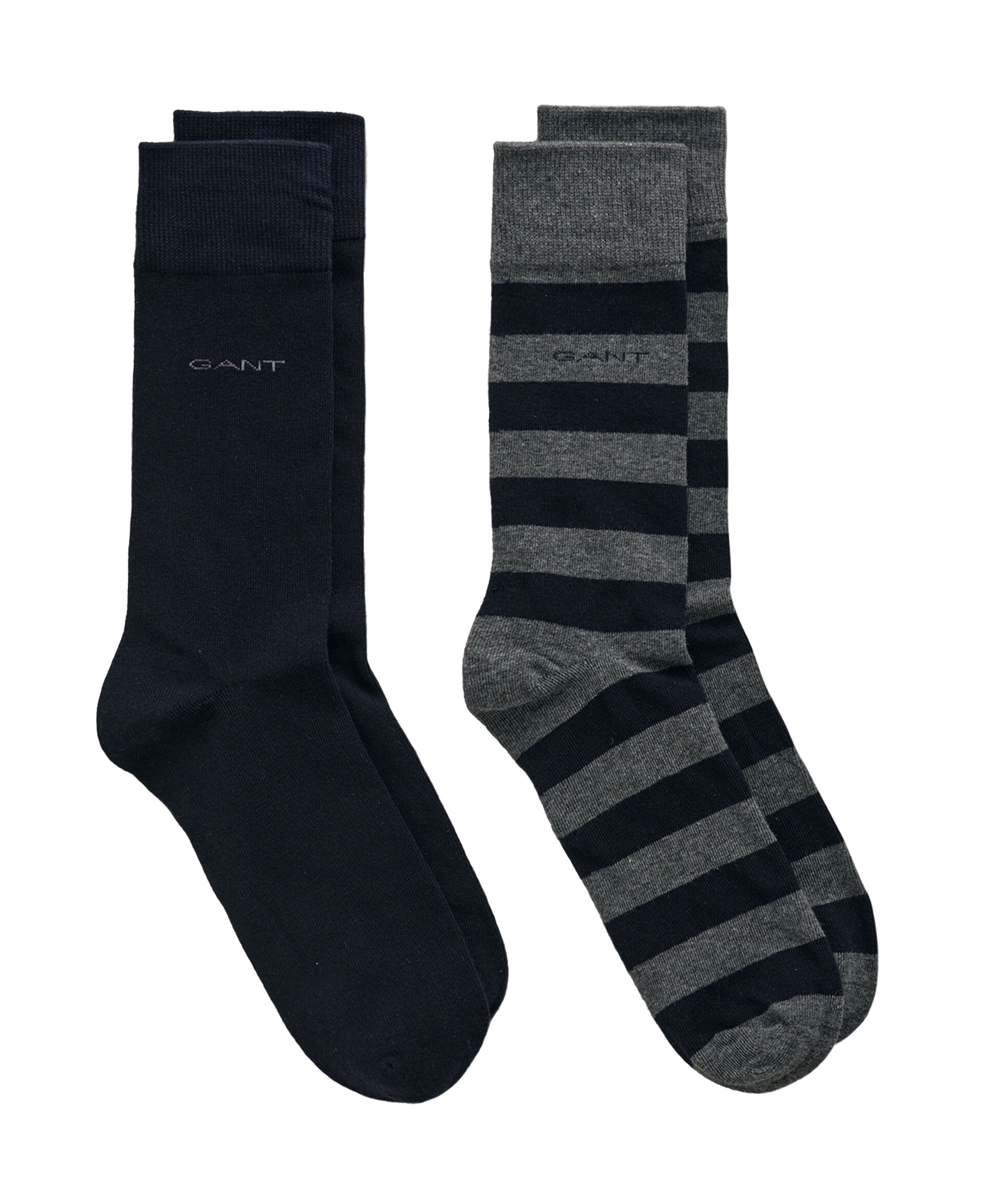 Barstripe And Solid Socks 2-Pack - Charcoal Melange