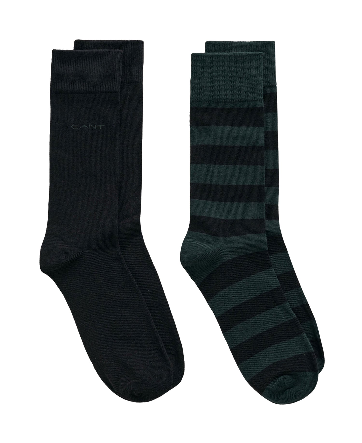 Barstripe And Solid Socks 2-Pack - Tartan Green