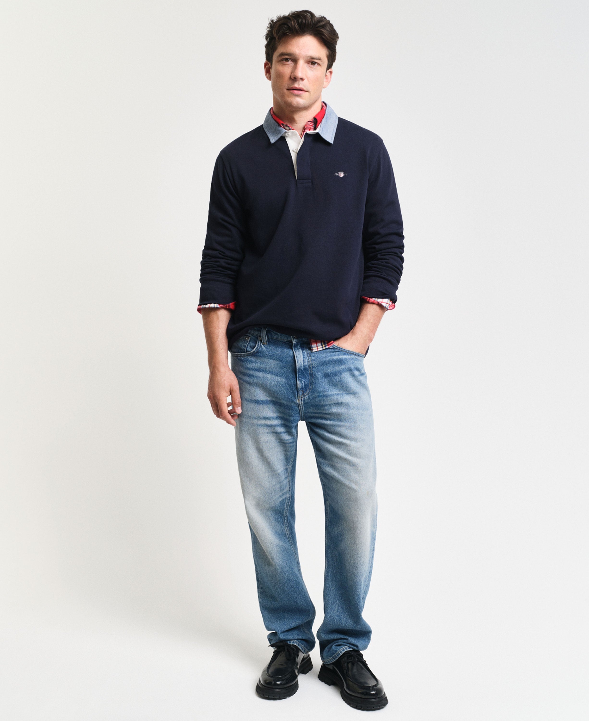 Regular Fit Chambray Heavy Rugger Shirt - Evening Blue