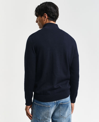 Classic Cotton Half Zip Sweater - Evening Blue