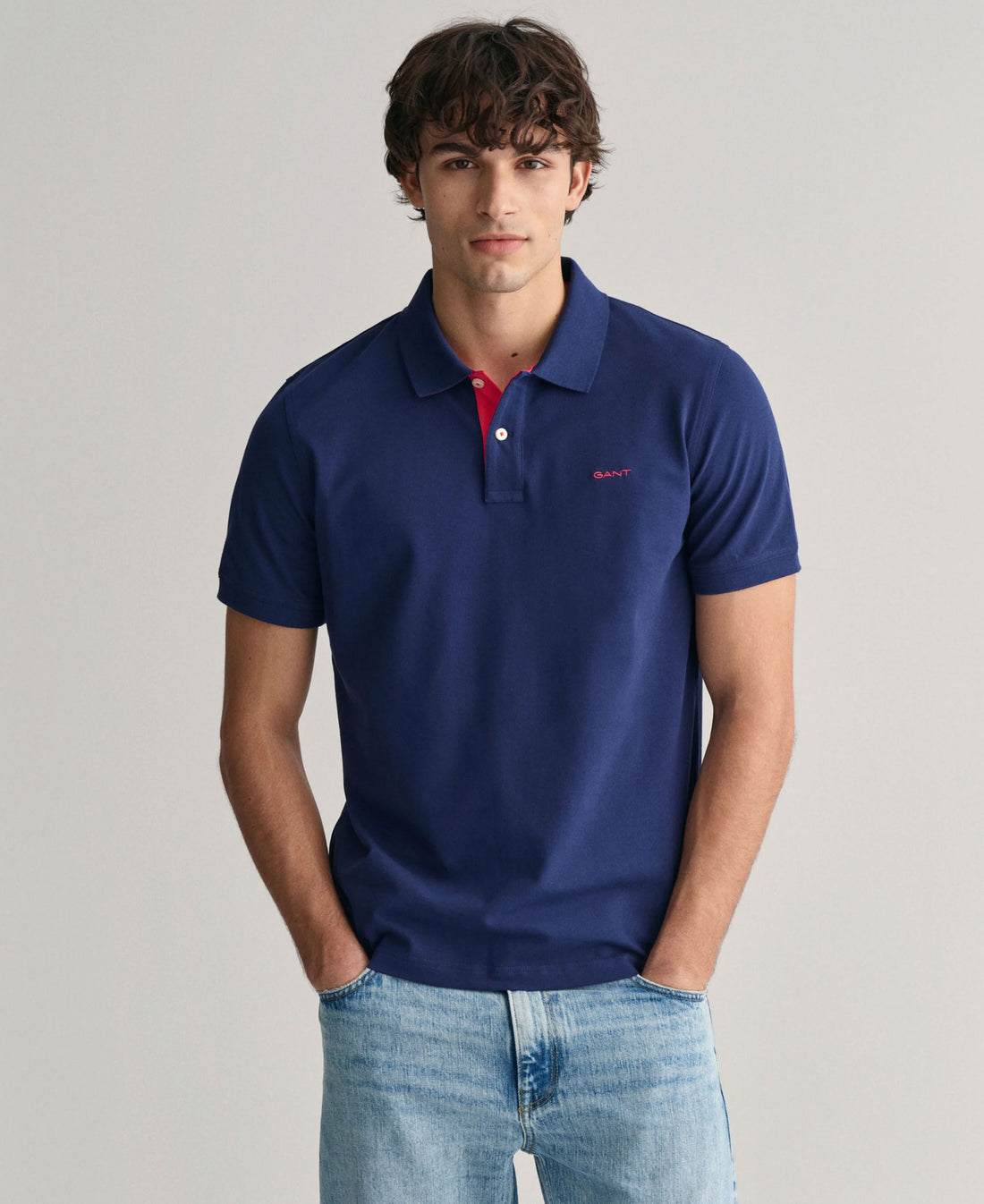 Regular Fit Contrast Pique Polo Shirt - Persian Blue