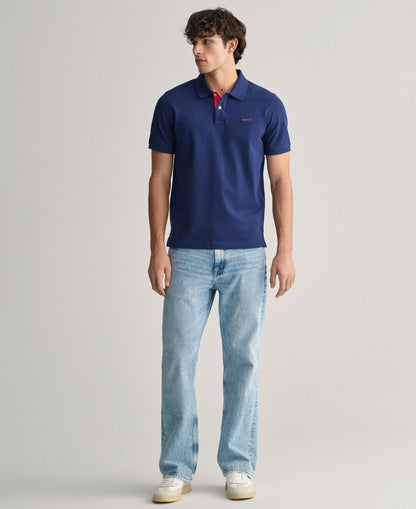 Regular Fit Contrast Pique Polo Shirt - Persian Blue