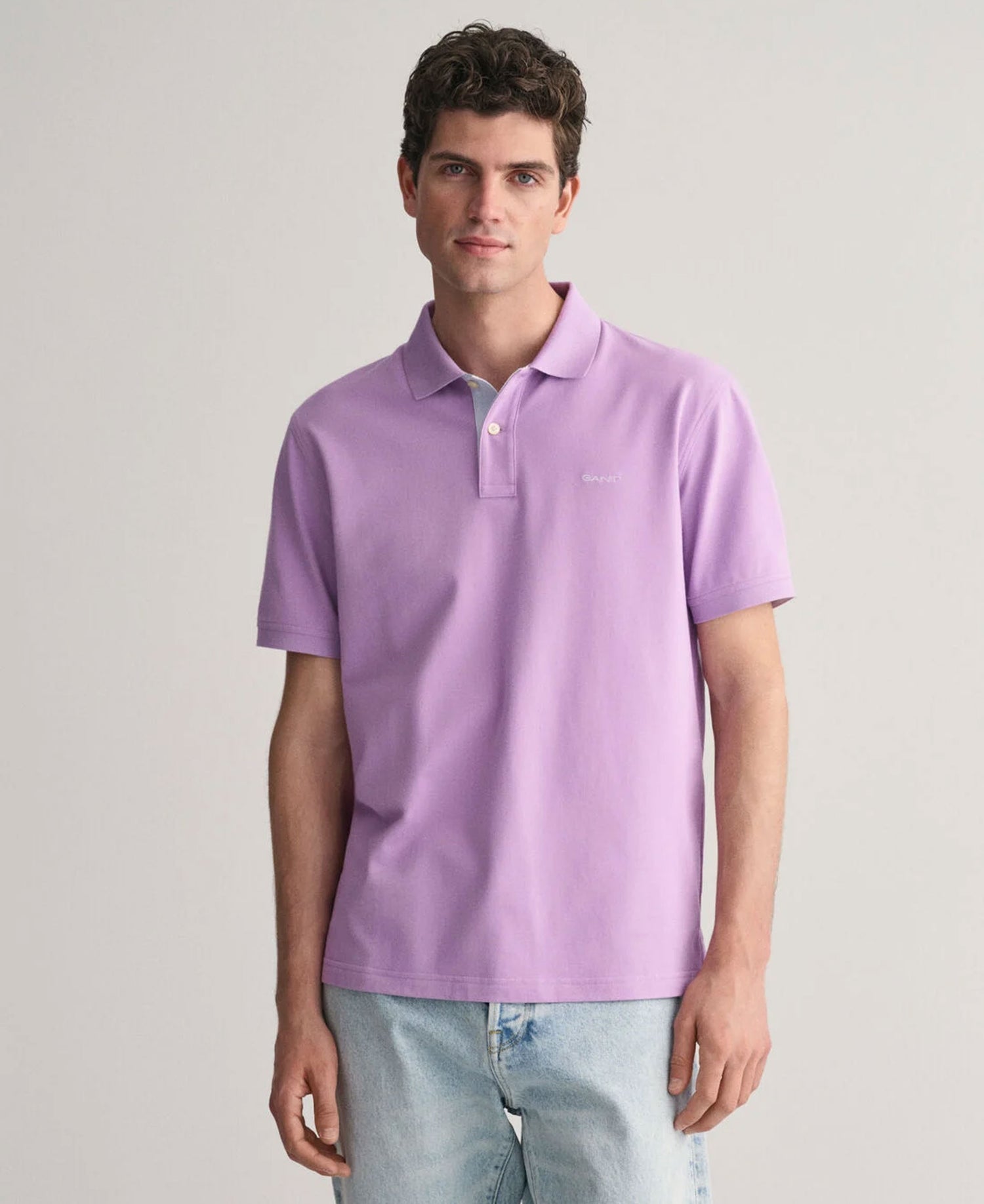 Regular Fit Contrast Pique Polo Shirt - Orchid Lilac