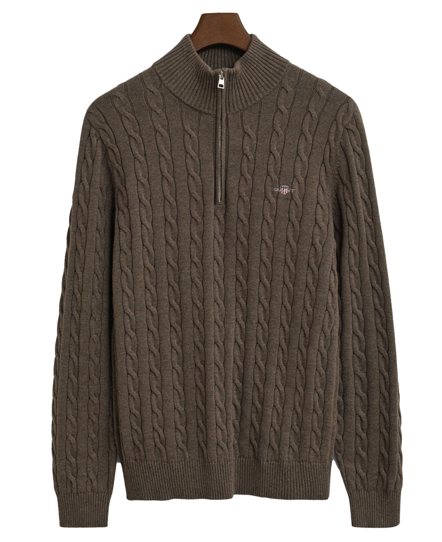 Cotton Cable Half Zip Sweater - Seawood Melange