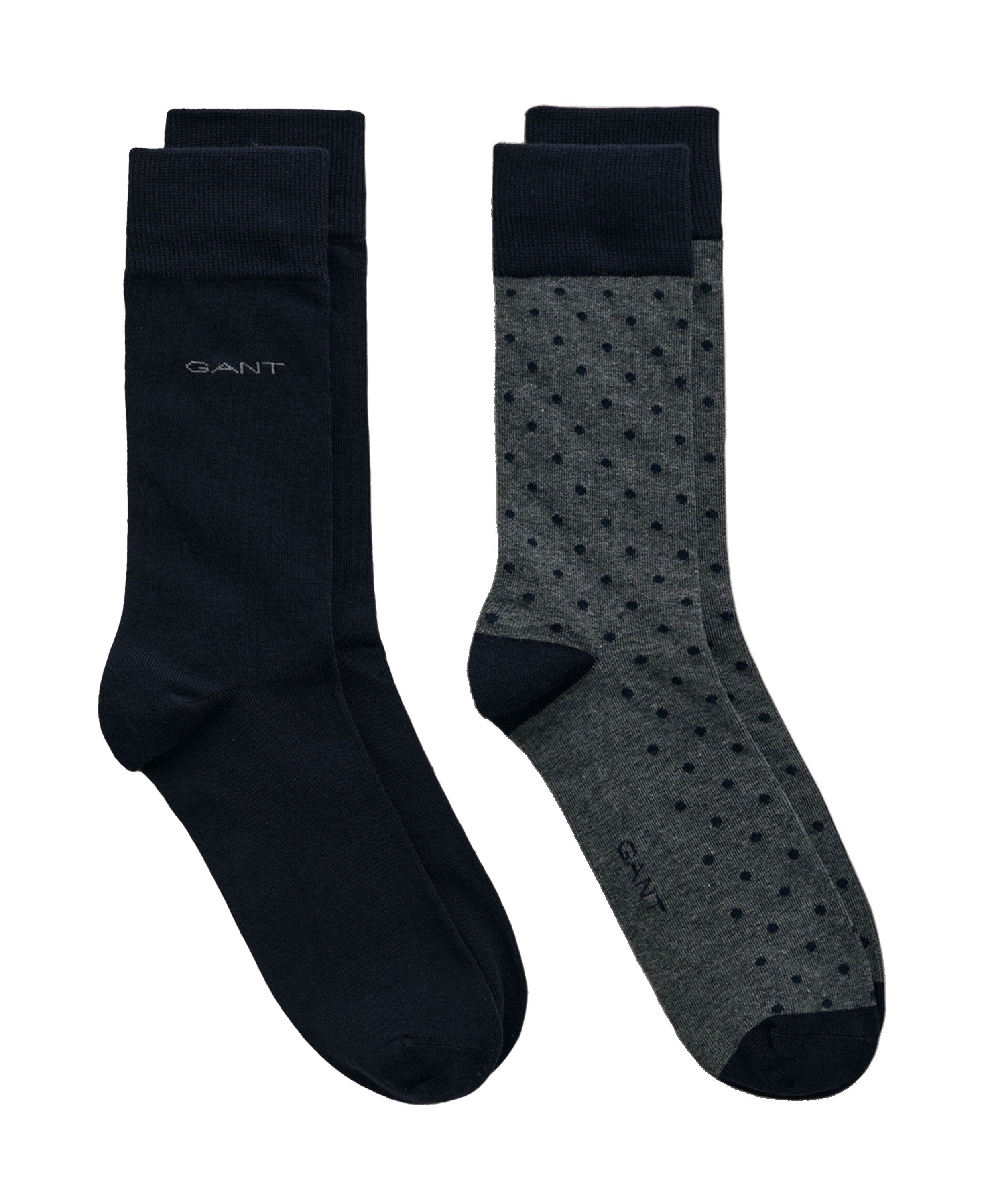 Dot And Solid Socks 2-Pack - Charcoal Melange