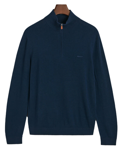 Extra Fine Merino Wool Half Zip Sweater - Marine