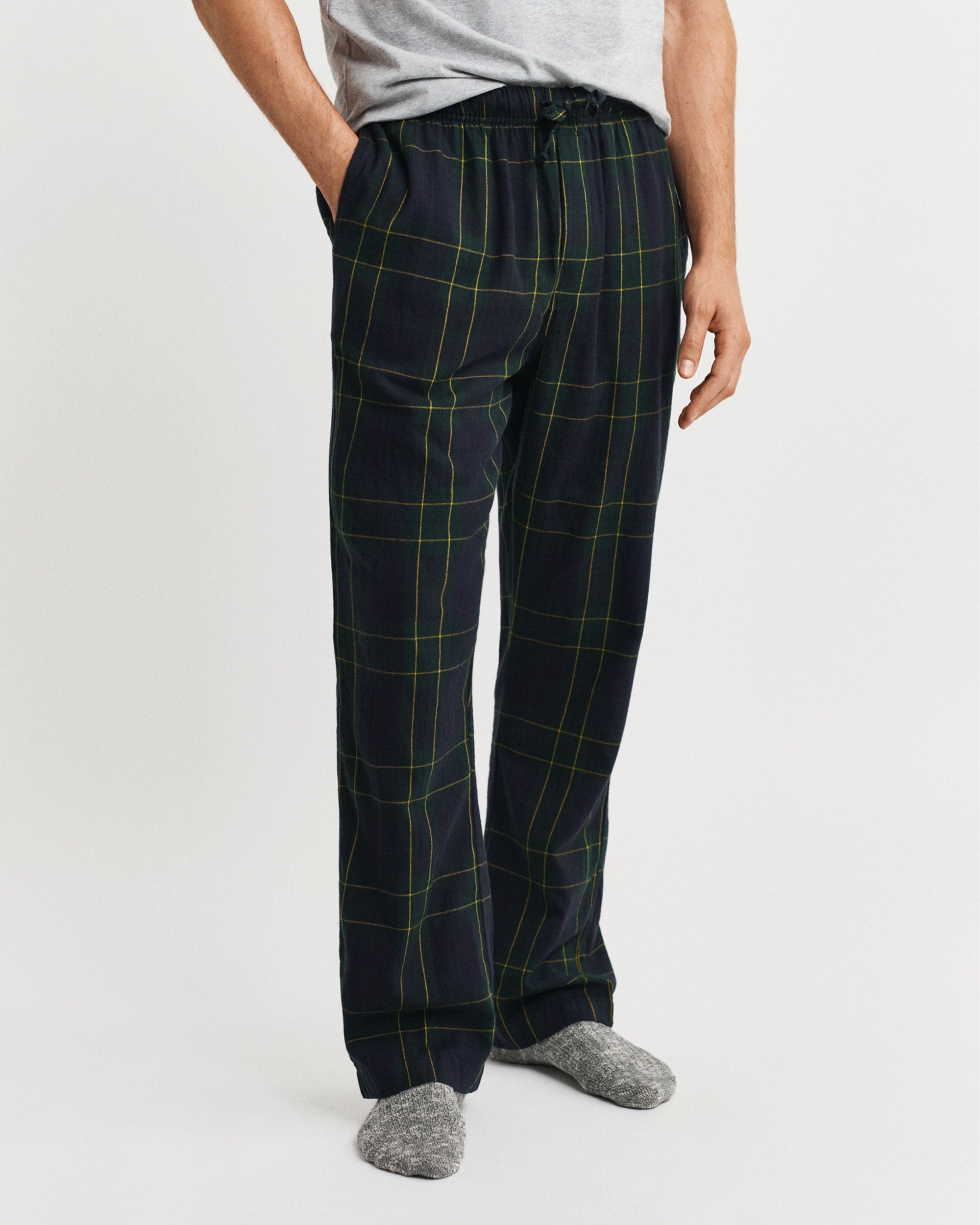Flannel Check Pants - Forest Green