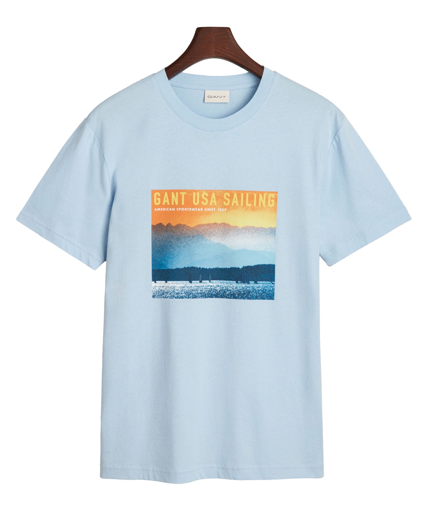 USA Sailing Print Graphic T-Shirt - Fresh Blue