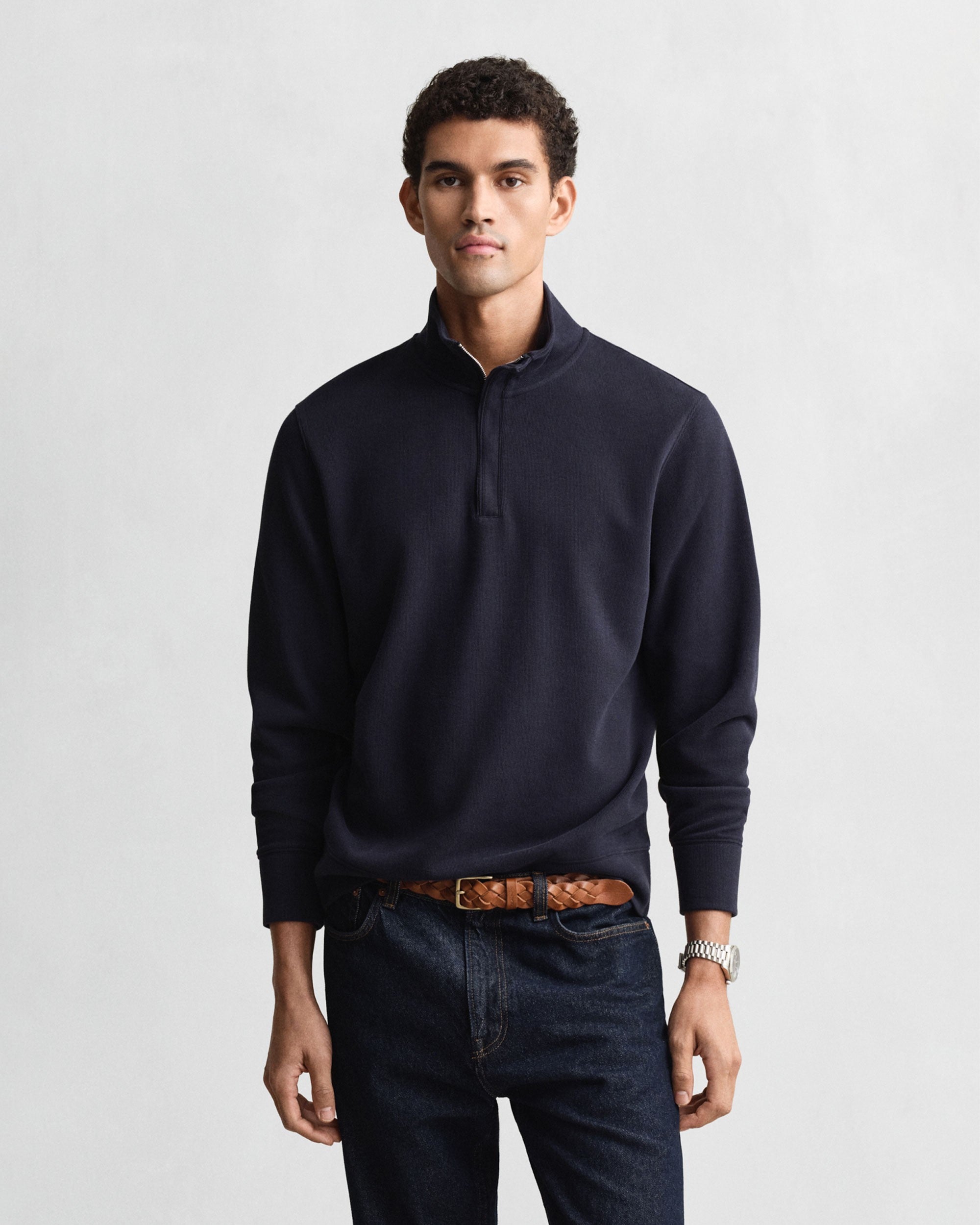 Light Sacker Rib Half-Zip Sweatshirt - Evening Blue