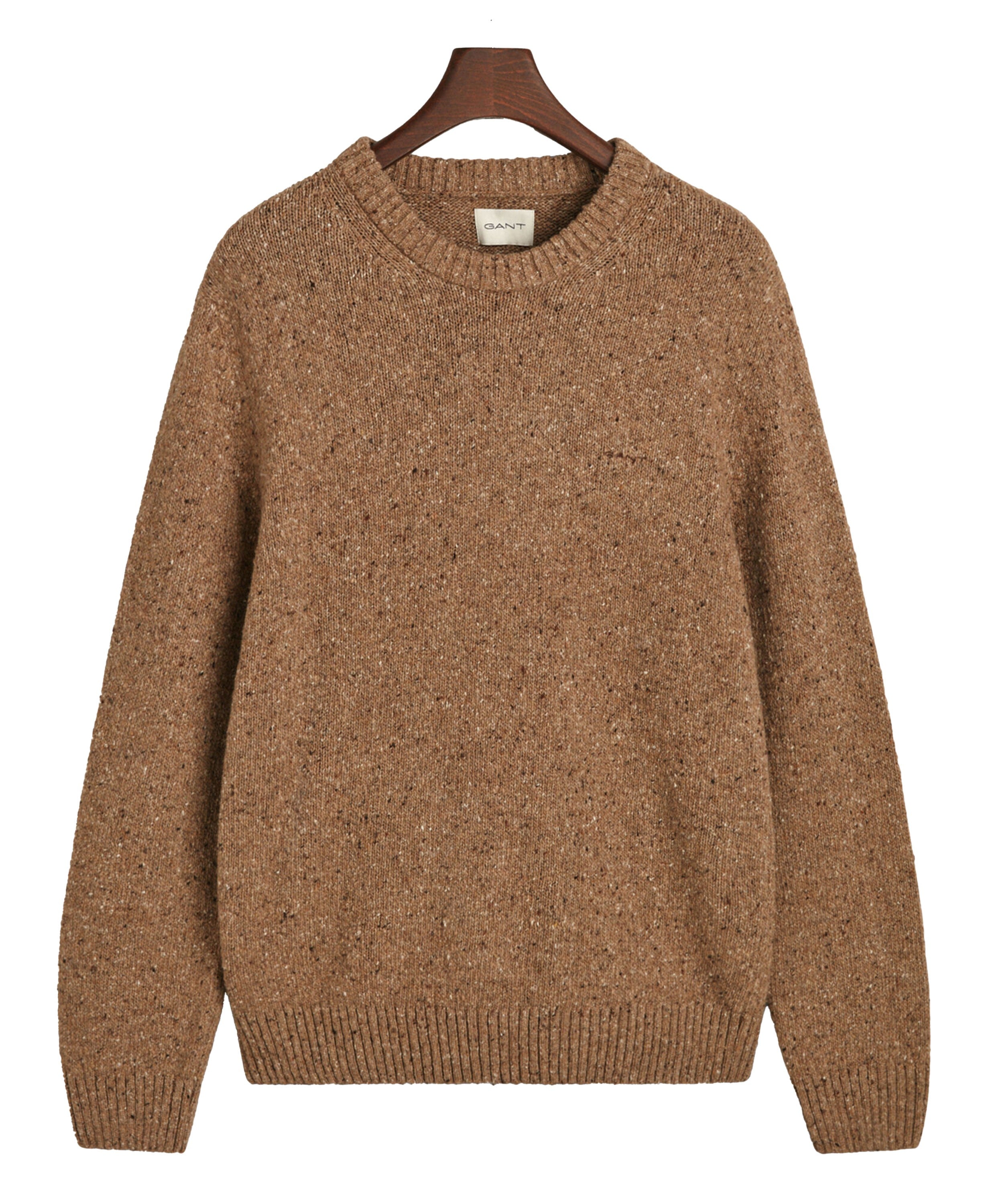 Neps Wool Crew Neck Jumper - Light Brown Melange