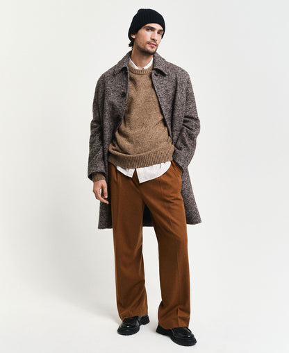 Neps Wool Crew Neck Jumper - Light Brown Melange