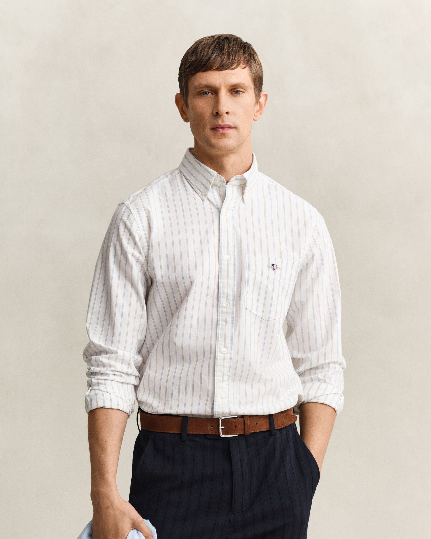 Regular Fit Classic Oxford Stripe Shirt - White