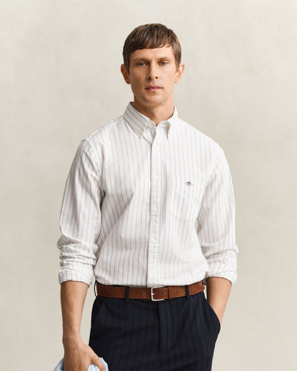 Regular Fit Classic Oxford Stripe Shirt - White