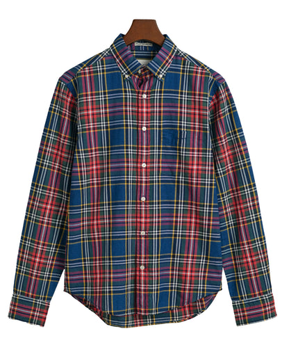 Regular Fit Indigo Check Shirt - Indigo