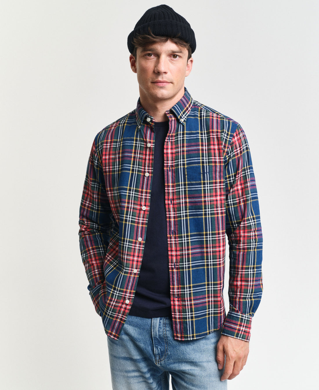 Regular Fit Indigo Check Shirt - Indigo