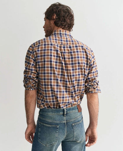 Regular Fit Light Twill Check Shirt - Cacao Brown