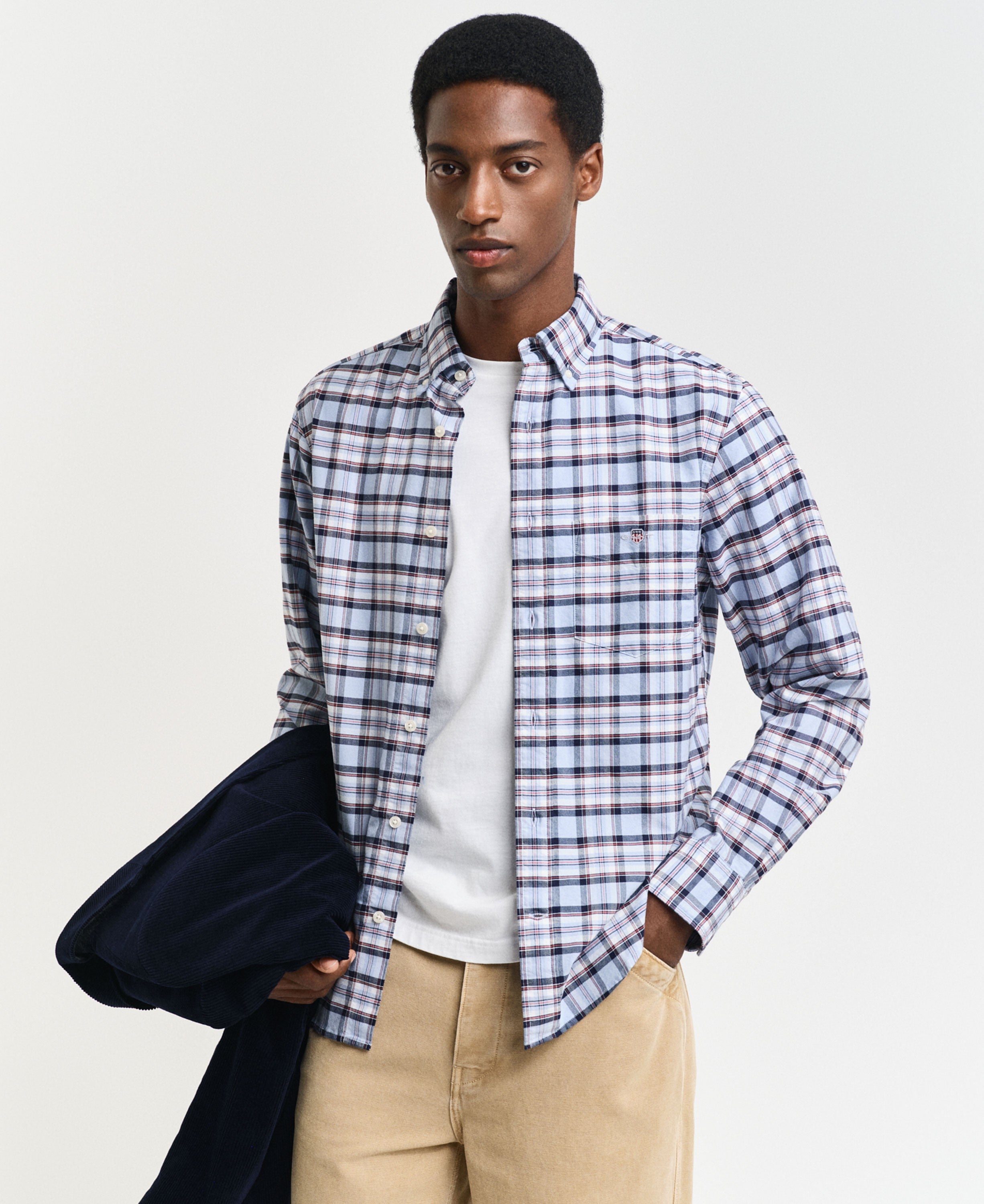 Regular FIt Classic Oxford Check Shirt - Light Blue