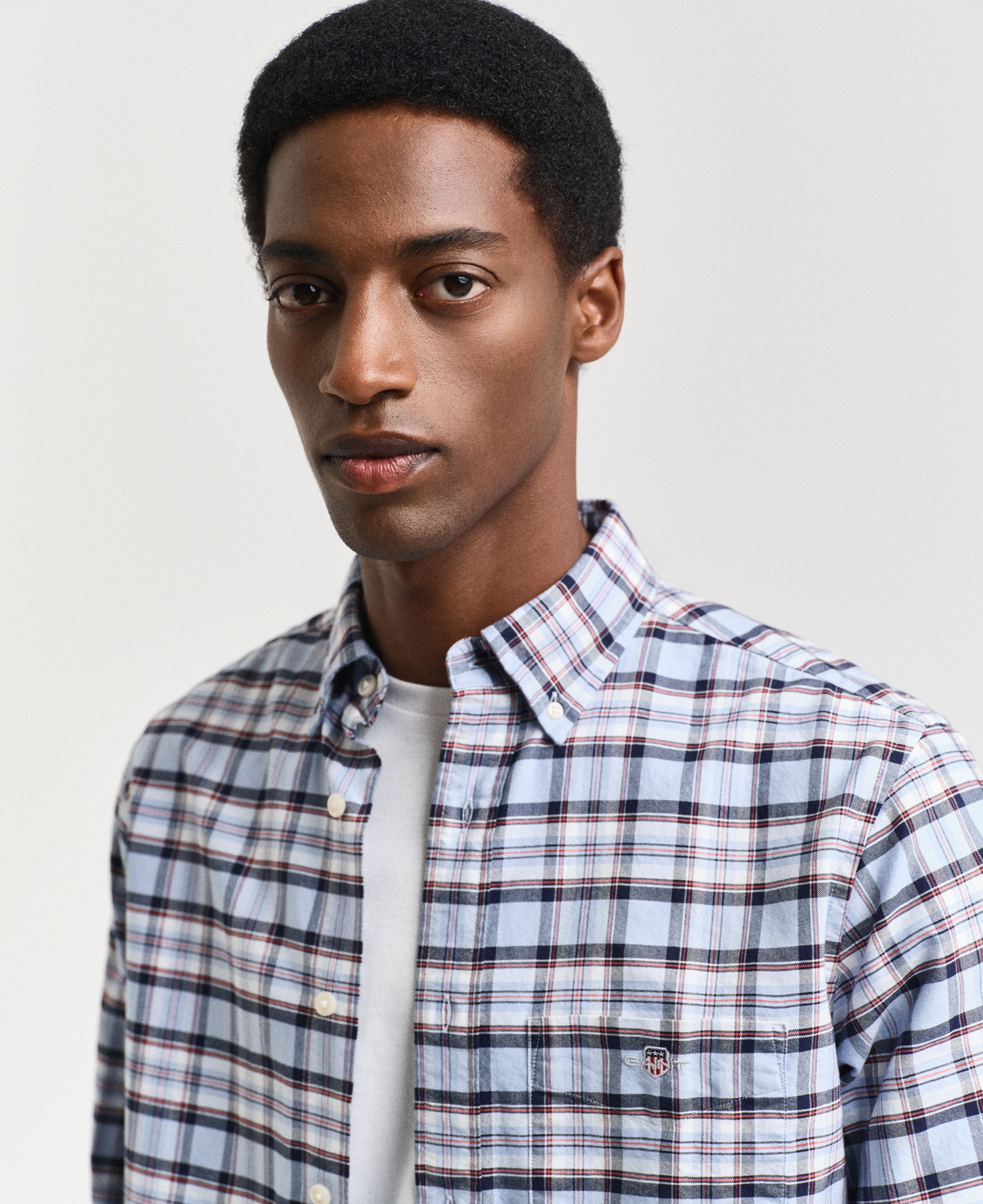 Regular FIt Classic Oxford Check Shirt - Light Blue