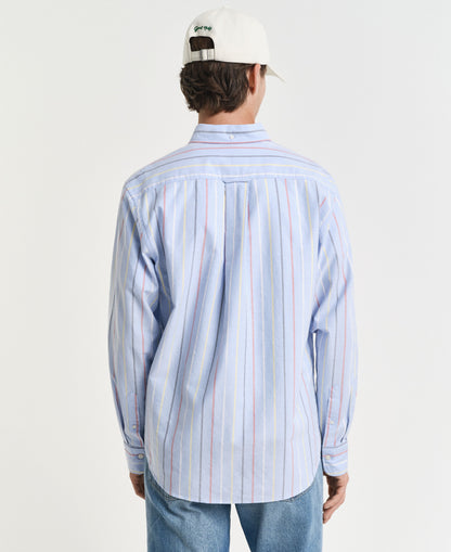 Regular Fit Classic Oxford Multi Stripe Shirt - Light Blue