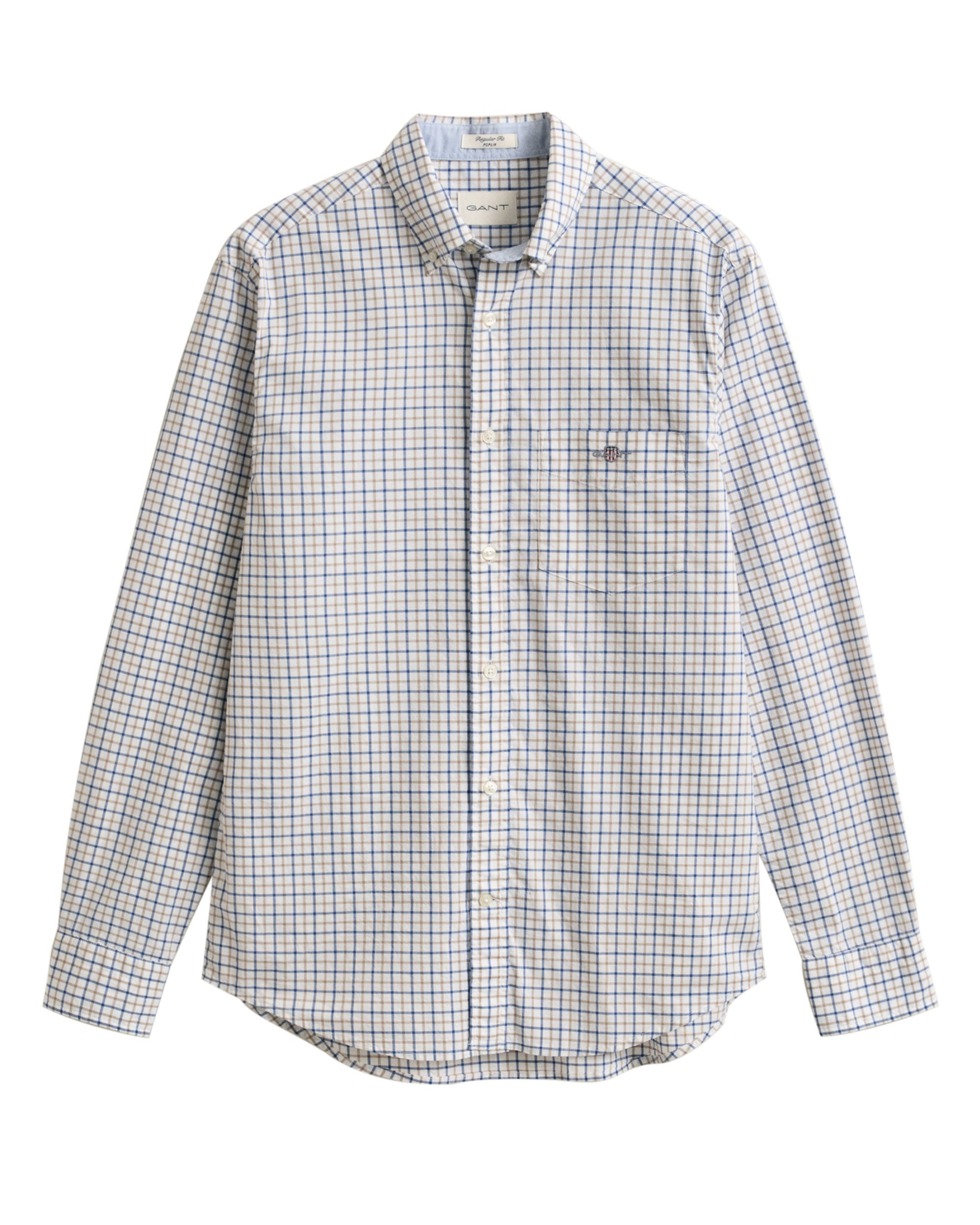 Landmark | Gant Reg Classic Poplin Check in Taupe Beige