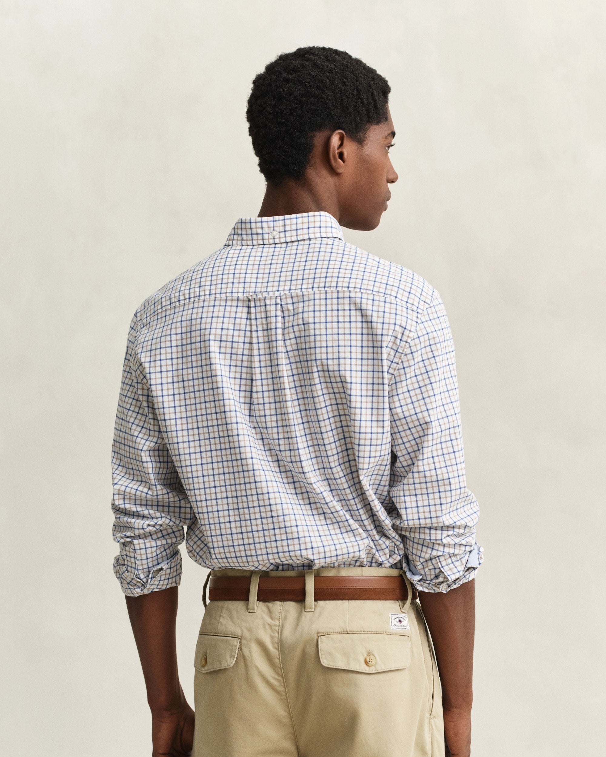 Reg Classic Poplin Check - Taupe Beige