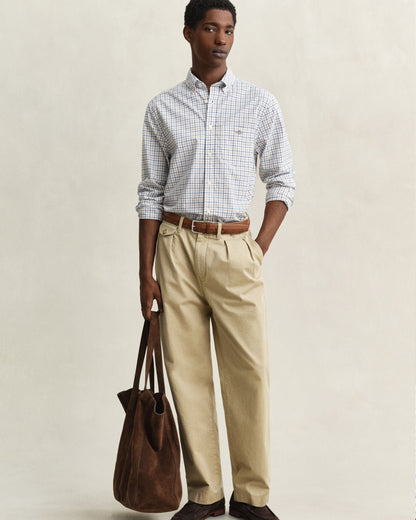 Reg Classic Poplin Check - Taupe Beige