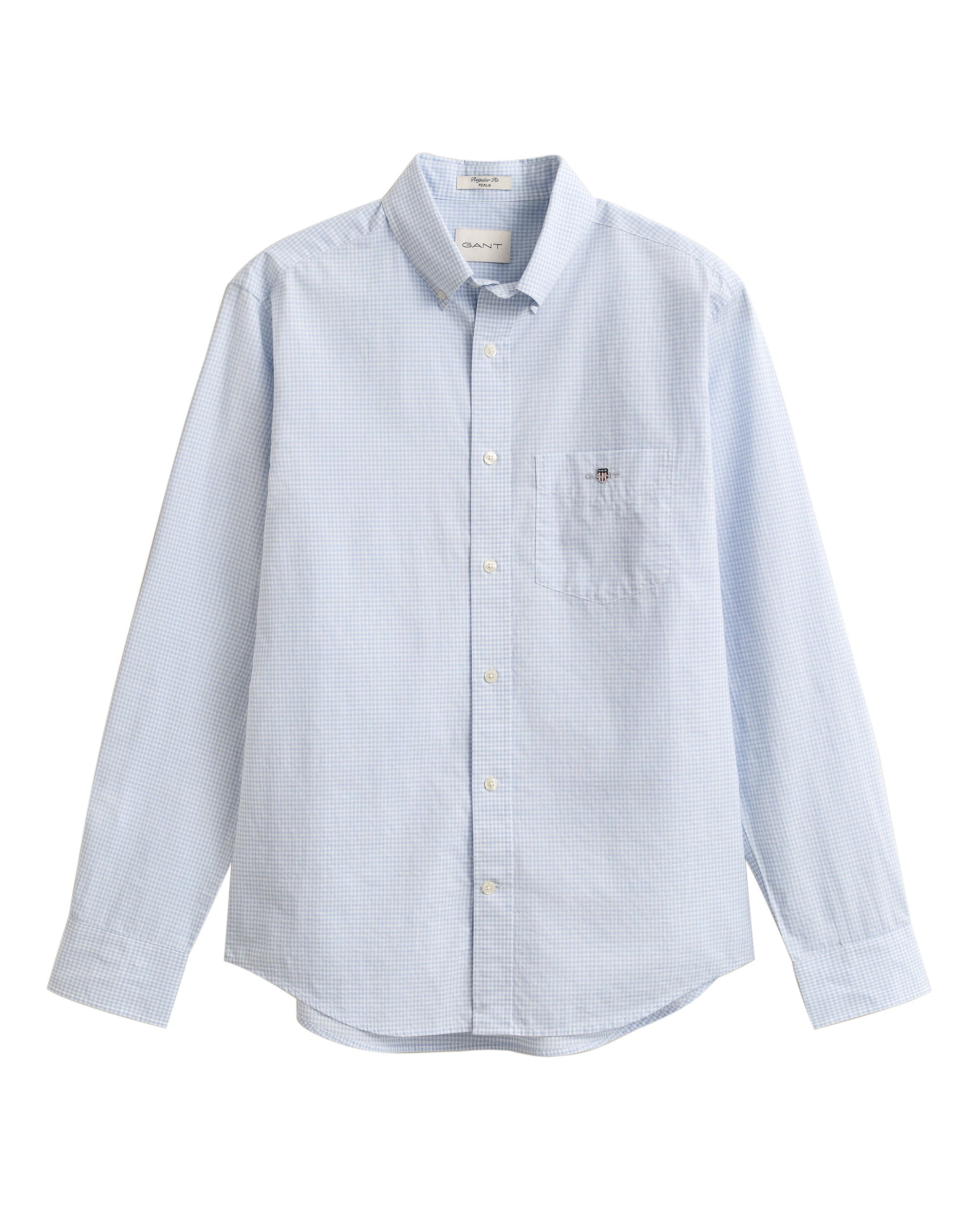 Regular Fit Classic Poplin Gingham Shirt - Light Blue