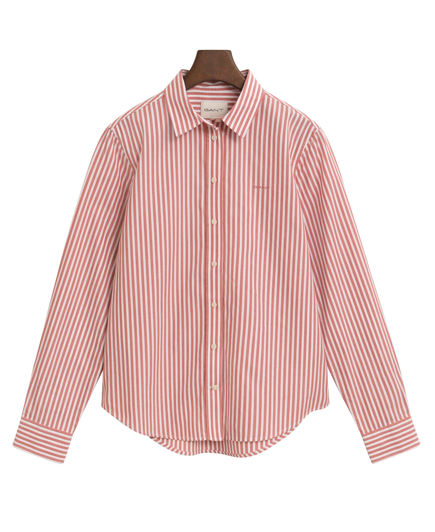 Regular Fit Striped Poplin Shirt - Faded Brick
