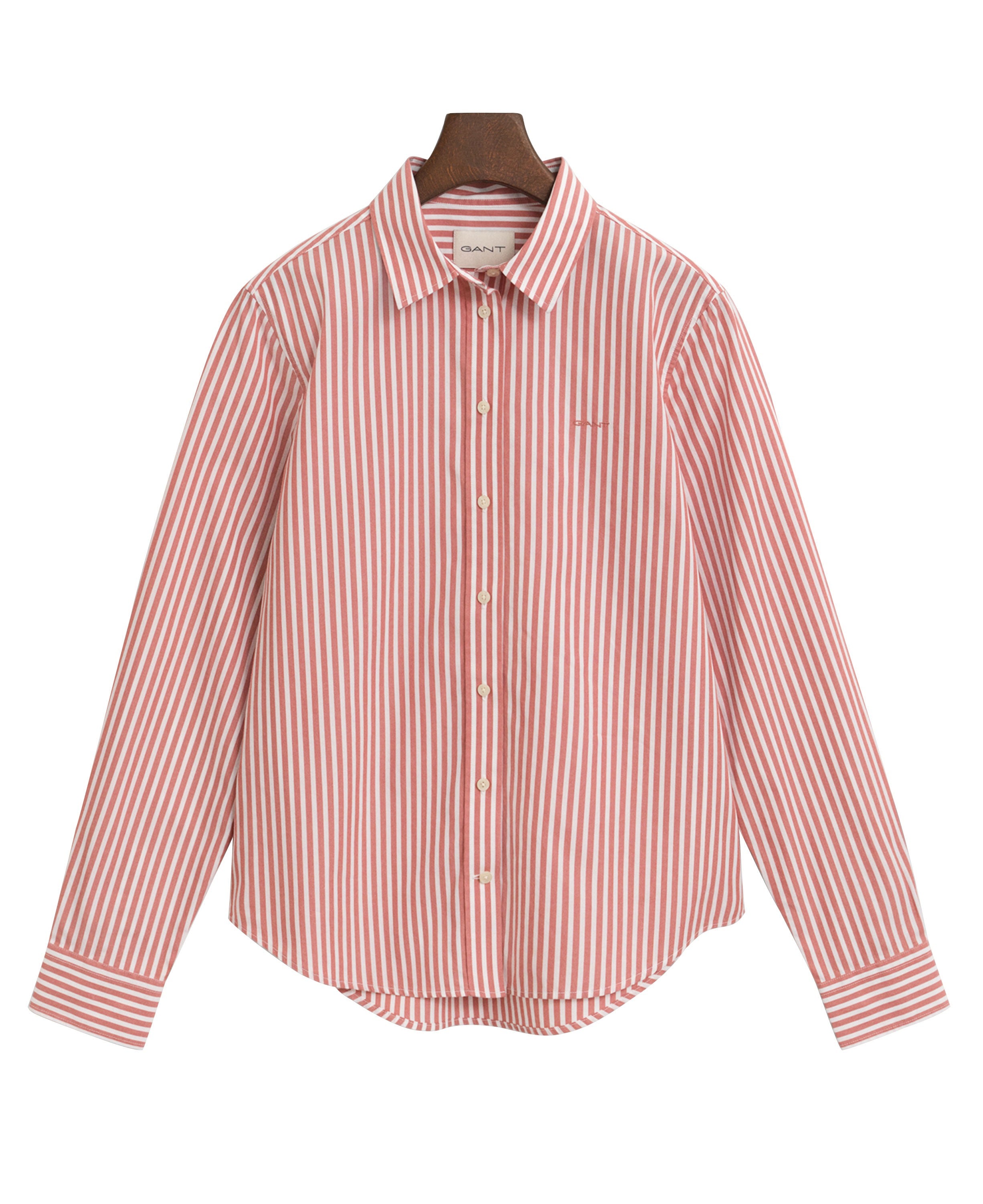 Regular Fit Striped Poplin Shirt - Faded Brick
