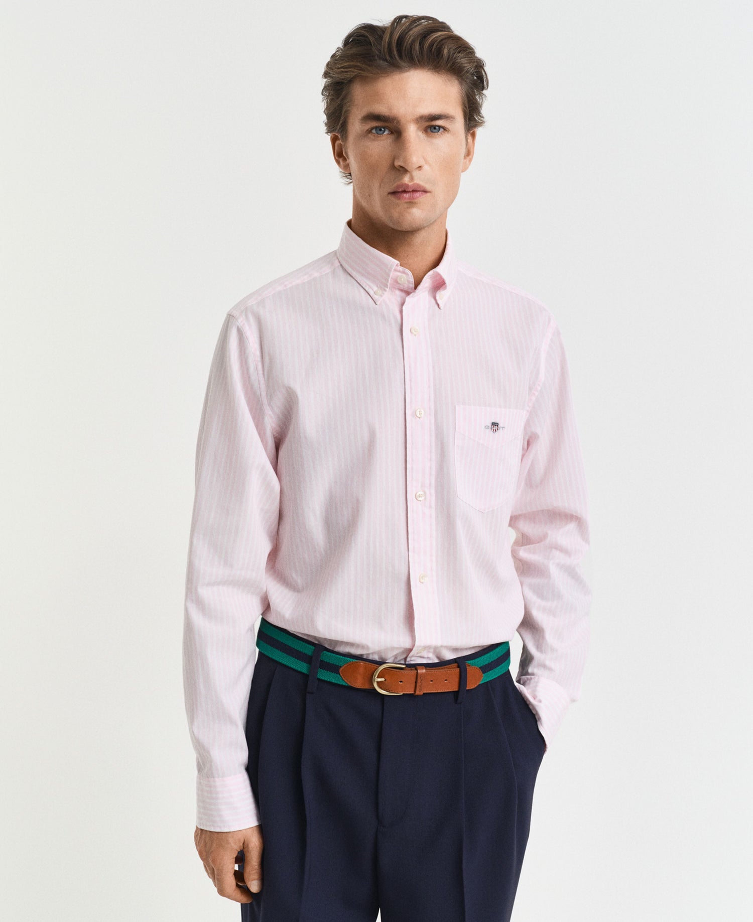 Regular Fit Classic Poplin Stripe Shirt - Light Pink