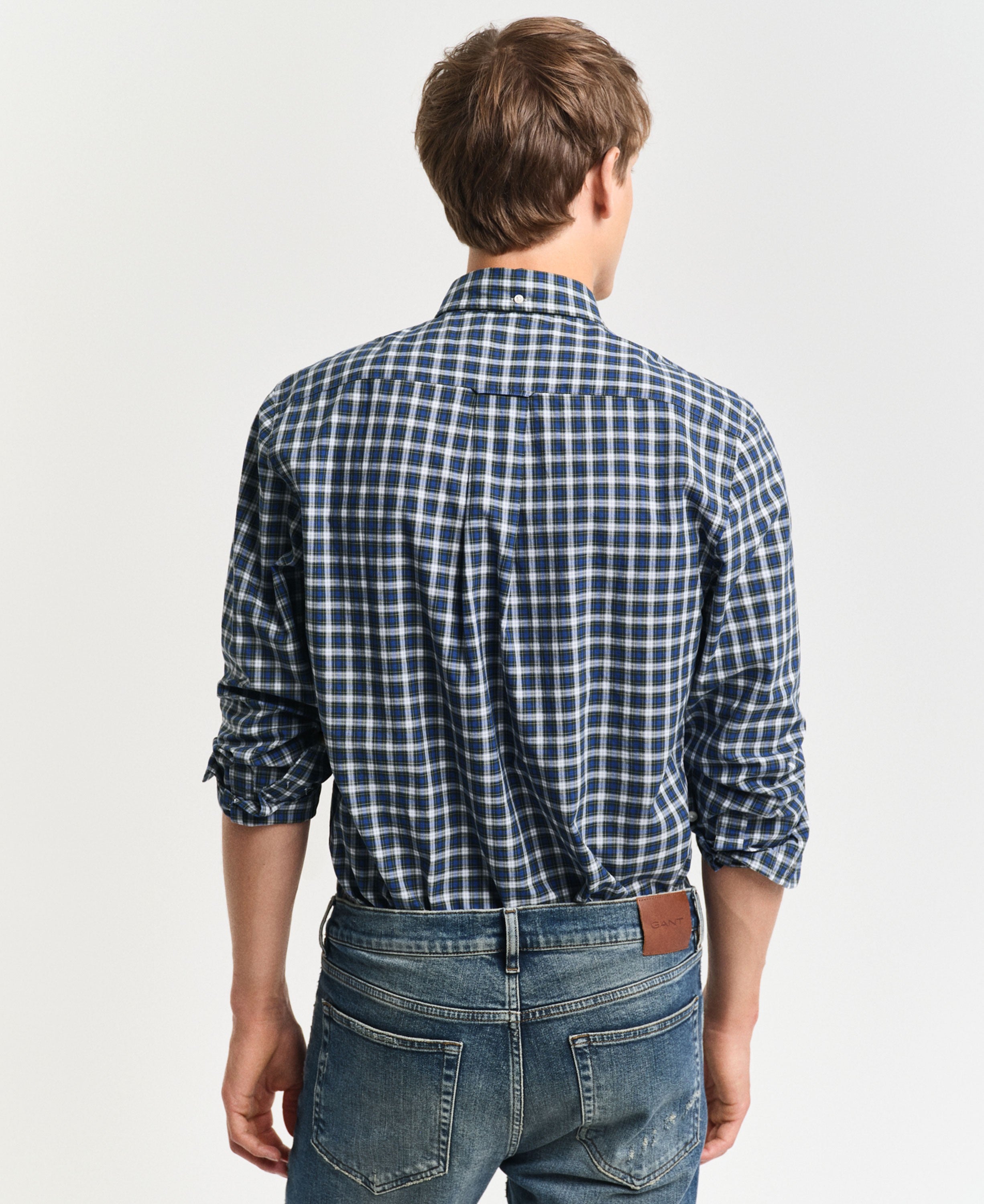 Regular Fit Classic Poplin Tartan Shirt - College Blue