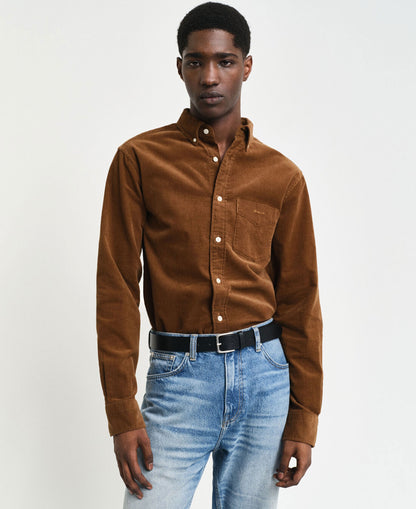 Regular Fit Corduroy Shirt - Cacao Brown