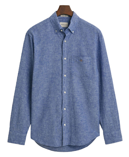 Regular Cotton Linen Shirt - Rich Blue