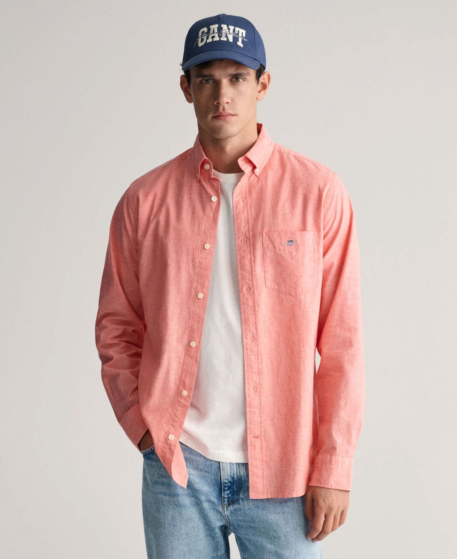 Regular Fit Cotton Linen Shirt - Sunset Pink