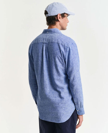 Regular Cotton Linen Shirt - Rich Blue