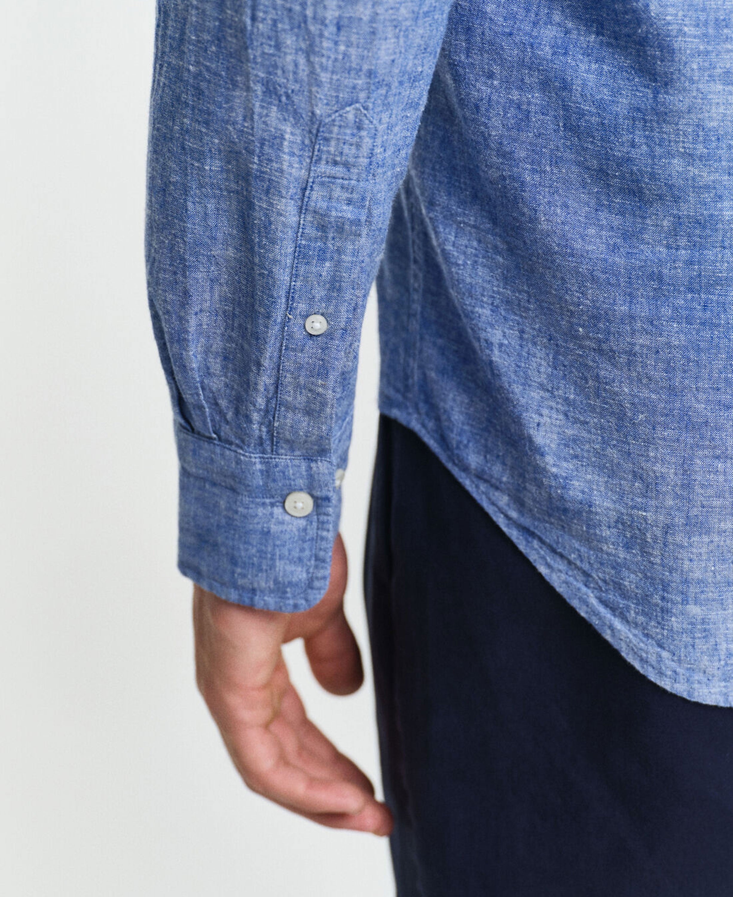 Regular Cotton Linen Shirt - Rich Blue