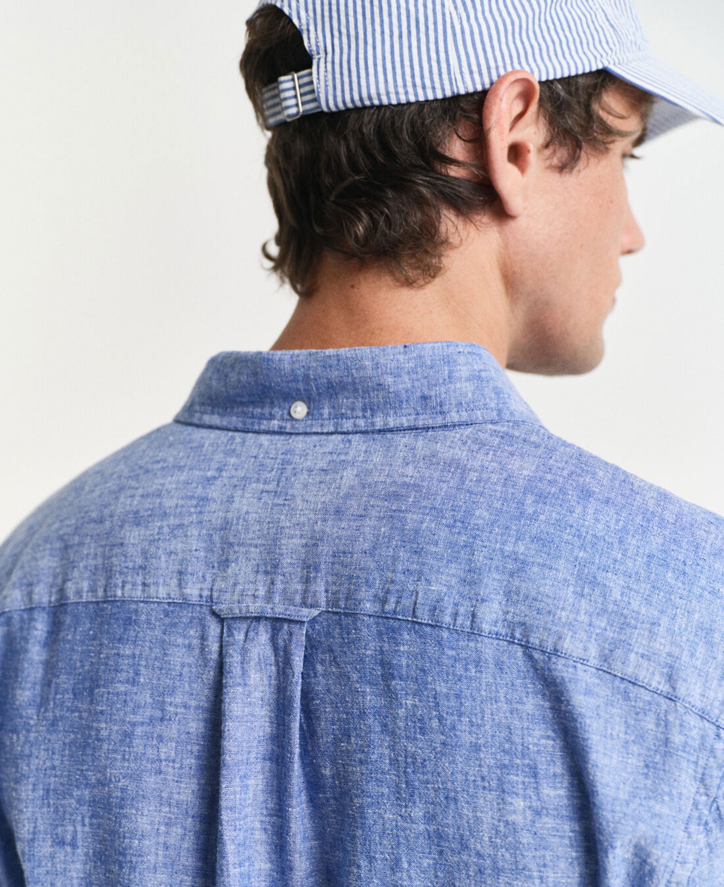 Regular Cotton Linen Shirt - Rich Blue