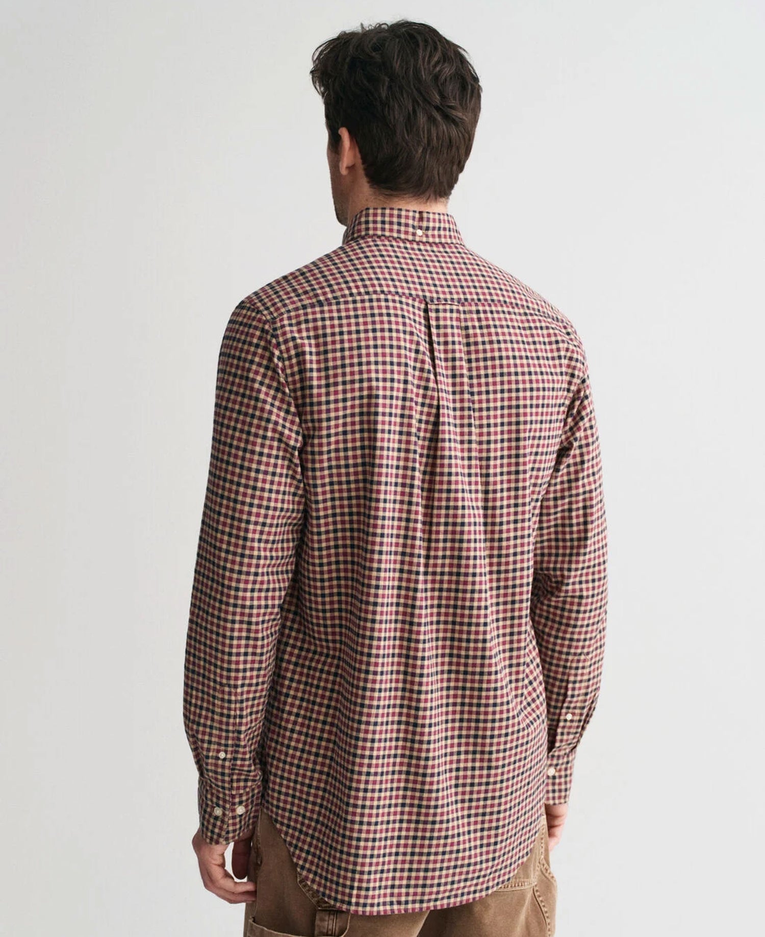 Regular Fit Light Twill Gingham Shirt - Wine Red