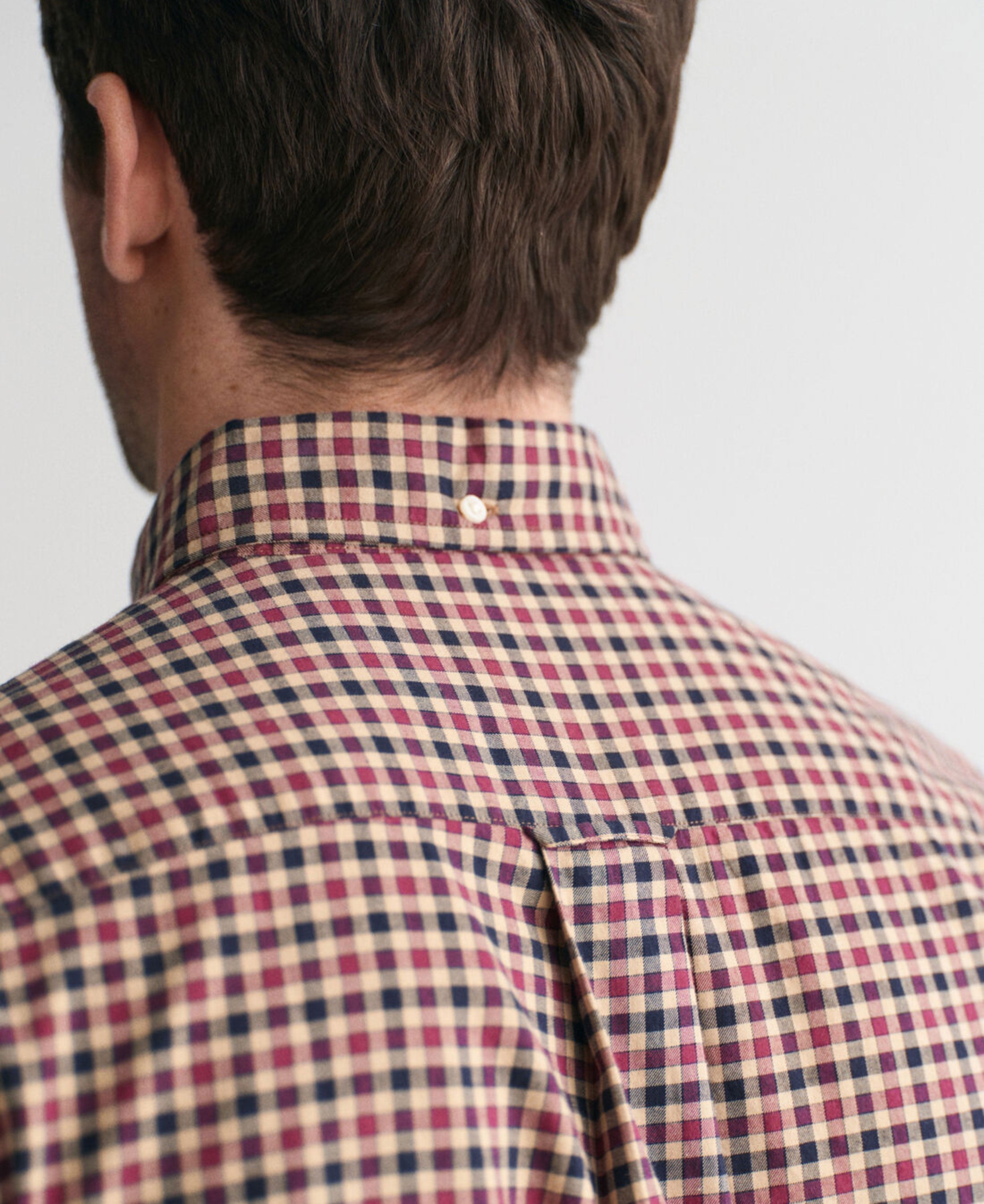 Regular Fit Light Twill Gingham Shirt - Wine Red