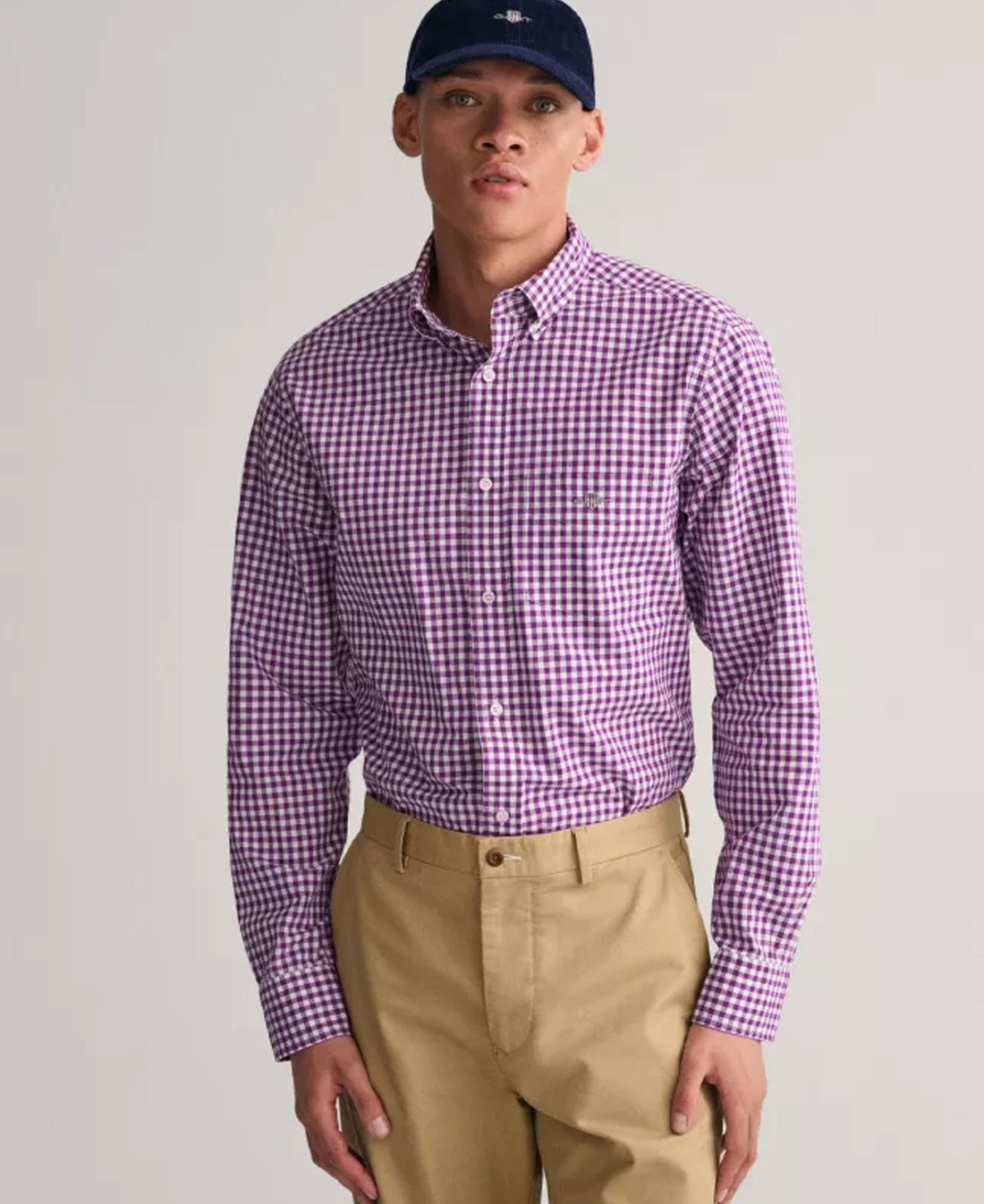 Regular Fit Gingham Poplin Shirt - Pansy Purple