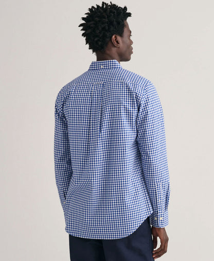 Regular Fit Gingham Poplin Shirt - College Blue