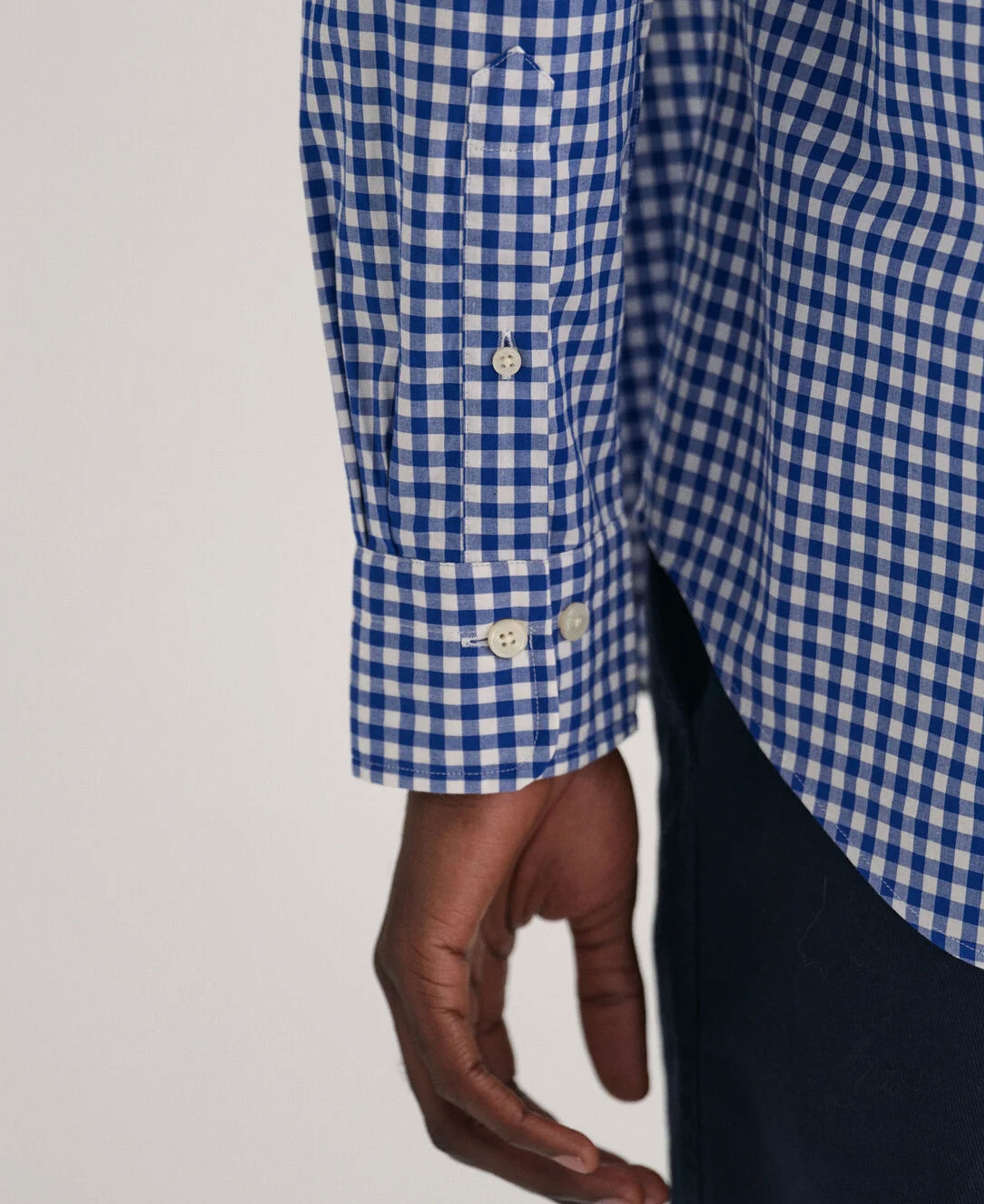 Regular Fit Gingham Poplin Shirt - College Blue