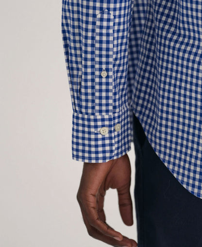 Regular Fit Gingham Poplin Shirt - College Blue